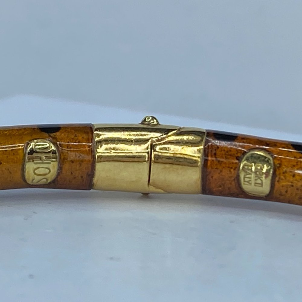 SOHO 0.32ct Diamond & Leopard Enamel bangle-18K yellow gold Italy 17.5g JR7645 - Picture 8 of 8